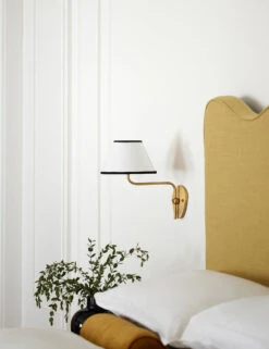 Magdalene Single Sconce -Famous Decoration Store BedroomIILightingVignettes StripeShade GoldBase SITECROP