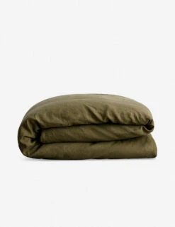 European Flax Linen Duvet Cover By Cultiver -Famous Decoration Store CULTIVER Linen Duvet Cover Olive