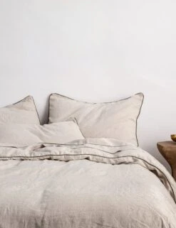 European Flax Piped Linen Duvet Cover By Cultiver -Famous Decoration Store CULTIVER Piped Linen Natural and Forest 6875934b 9c42 42a3 8030 26bc34e369d2