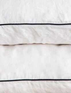 European Flax Piped Linen Pillowcases (set Of 2) By Cultiver -Famous Decoration Store CULTIVER Set of 2 Linen Pillowcases White Navy Swatch