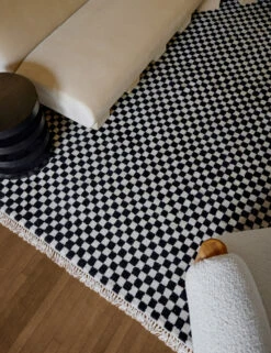 Checkerboard Rug By Sarah Sherman Samuel -Famous Decoration Store CheckerboardLivingRoom 10388
