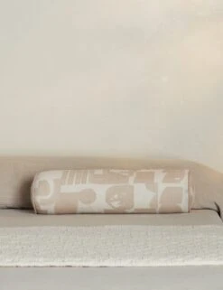 Organic Shapes Linen Bolster Pillow By Sarah Sherman Samuel 26 Organic Shapes Linen Bolster Pillow By Sarah Sherman Samuel -Famous Decoration Store OrganicShapesLinenBolsterPillow TaupeandIvorybySarahShermanSamuel A0656012B 2152 StudioLifestyle