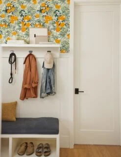 Orange Blossom Peel + Stick Wallpaper -Famous Decoration Store RMK12199R MudRoomVignette2 5733