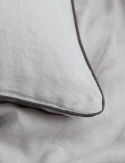 European Flax Piped Linen Pillowcases (set Of 2) By Cultiver -Famous Decoration Store Smoke Grey Detail SITECROP d00bd7d3 6c42 4859 b017 fee15195fe23