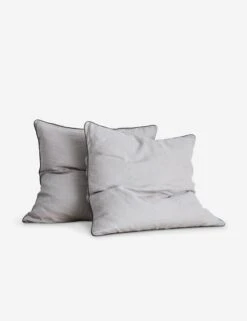 European Flax Piped Linen Euro Pillowcases (set Of 2) By Cultiver -Famous Decoration Store Smoke Grey Euro SITECROP