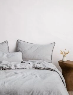 European Flax Piped Linen Pillowcases (set Of 2) By Cultiver -Famous Decoration Store Smoke Grey Pulled Back SITECROP aaa8d5de 44ac 4430 b1f7 3615c74294bb