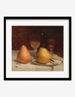 Two Pears On A Tabletop Print By Sanford Robinson Gifford -Famous Decoration Store TwoPearsonaTabletopBlackmatted