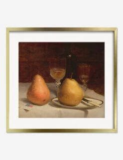 Two Pears On A Tabletop Print By Sanford Robinson Gifford -Famous Decoration Store TwoPearsonaTabletopGoldMatted