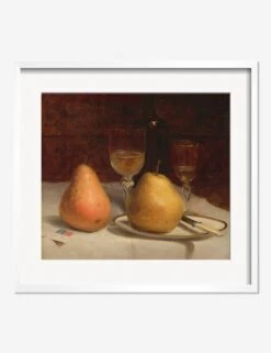 Two Pears On A Tabletop Print By Sanford Robinson Gifford -Famous Decoration Store TwoPearsonaTabletopWhiteMatted