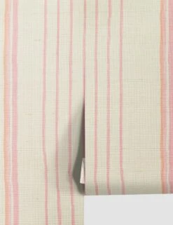 Two Tone Stripe Grasscloth Wallpaper By Nathan Turner -Famous Decoration Store TwoToneStripeCreamsicle