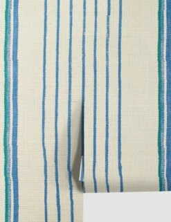 Two Tone Stripe Grasscloth Wallpaper By Nathan Turner -Famous Decoration Store TwoToneStripeSeaGreenBlue