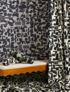 Organic Shapes Wallpaper By Sarah Sherman Samuel -Famous Decoration Store Wallpaper Curtain Bench Portrait 1348 SITECROP STUDIOLIFESTYLE 1