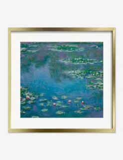 Water Lilies Print By Claude Monet -Famous Decoration Store WaterLiliesGoldMatted