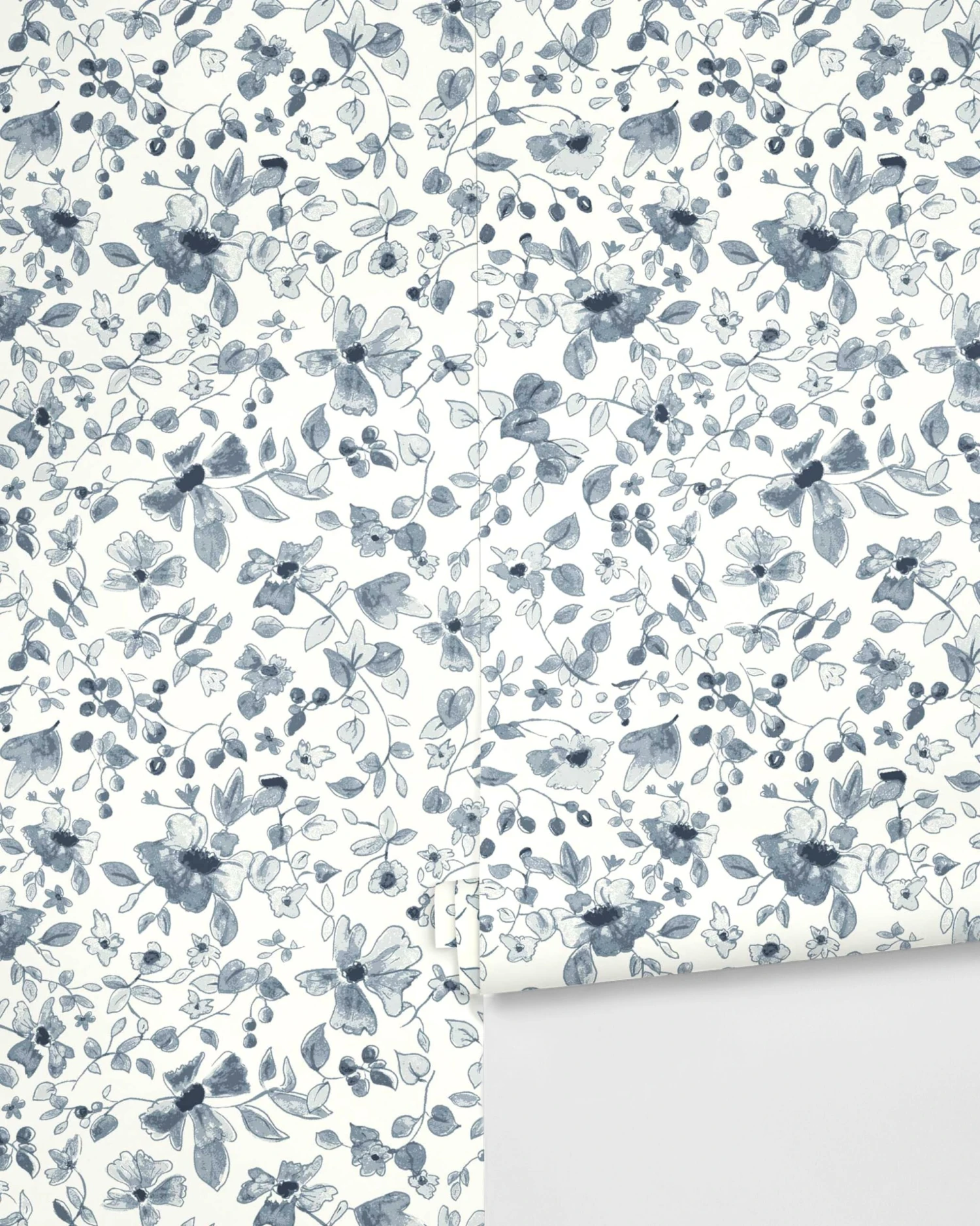 Blue Floral Wallpaper By Rylee + Cru 1 Blue Floral Wallpaper By Rylee + Cru