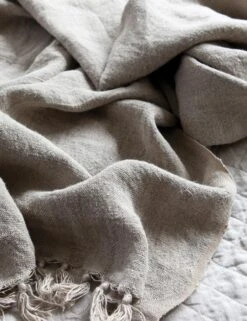 Montauk Linen Blanket By Pom Pom At Home -Famous Decoration Store montauknaturalthrowdetail