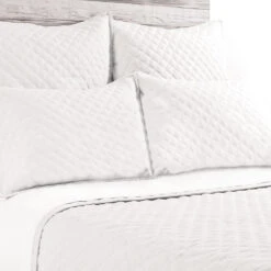 Hampton Quilted Sham By Pom Pom At Home -Famous Decoration Store pom pom at home hampton sham white 1