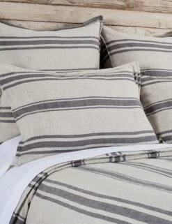 Jackson Linen Duvet By Pom Pom At Home -Famous Decoration Store pom pom at home jackson duvet flax and midnight 1 1